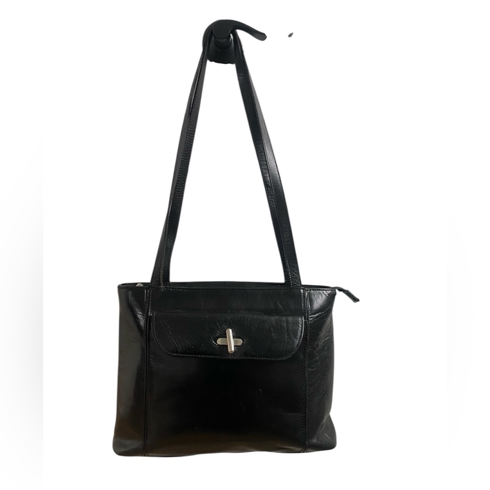 Borse In Pelle Elegant Black Leather Shoulder Bag - Made in Italy